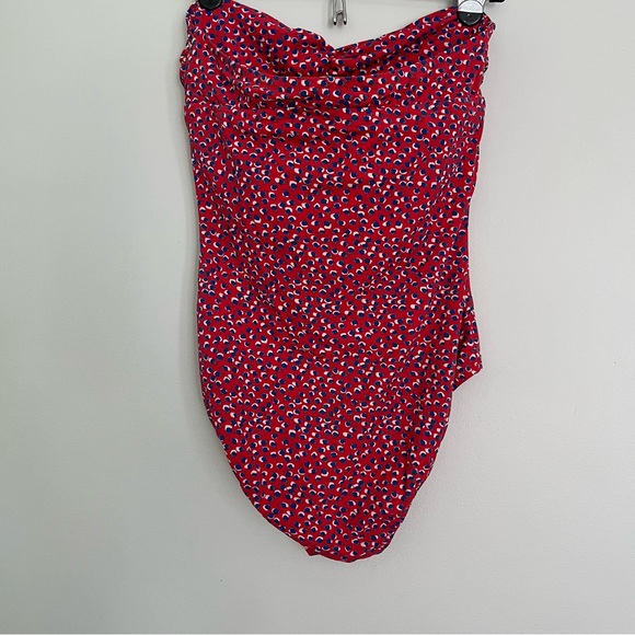 J. Crew Red and Blue Floral Full Coverage Swimsuit - Picture 3 of 10